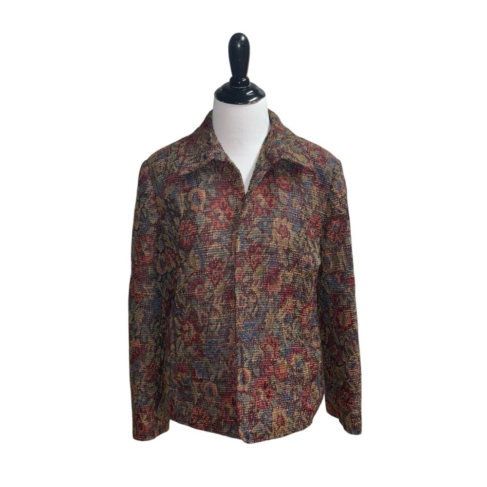 Coldwater Creek Women's Size 8P Petite Tapestry Blazer Jacket Boucle Fitted